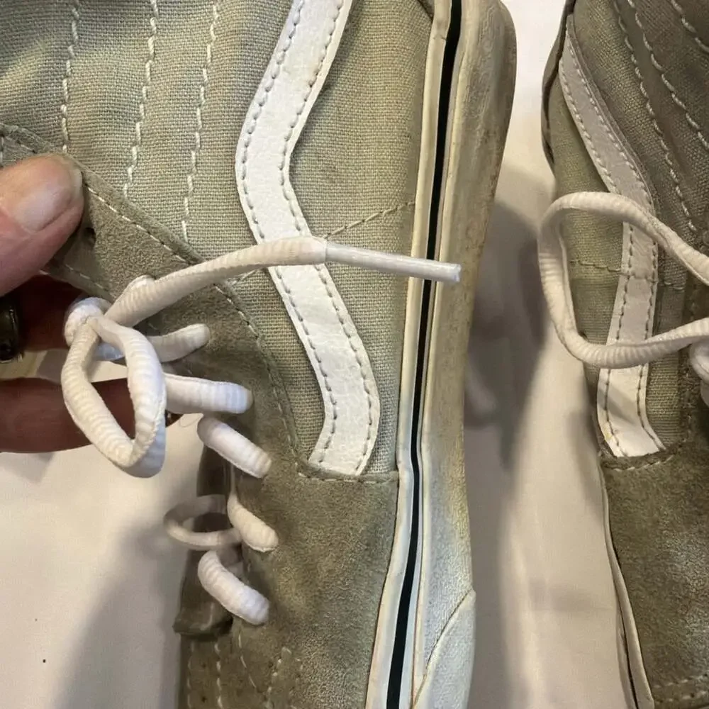 Vans Sk8-Hi Shoes W-5.5 M-4.0 Sage/White Suede High Top Skater Grunge Wear Shoes